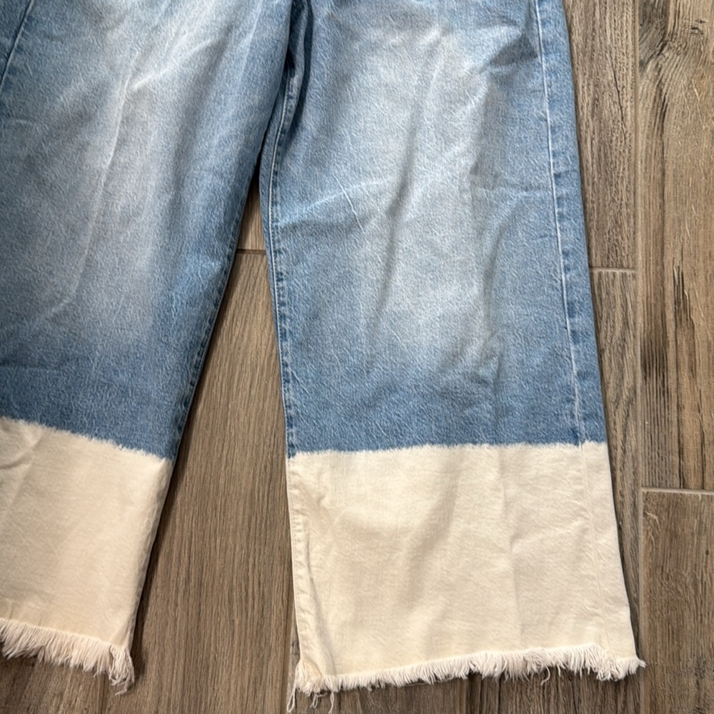 a.n.a Blue and Cream Flare Wide Leg Jeans - Picture 3 of 9